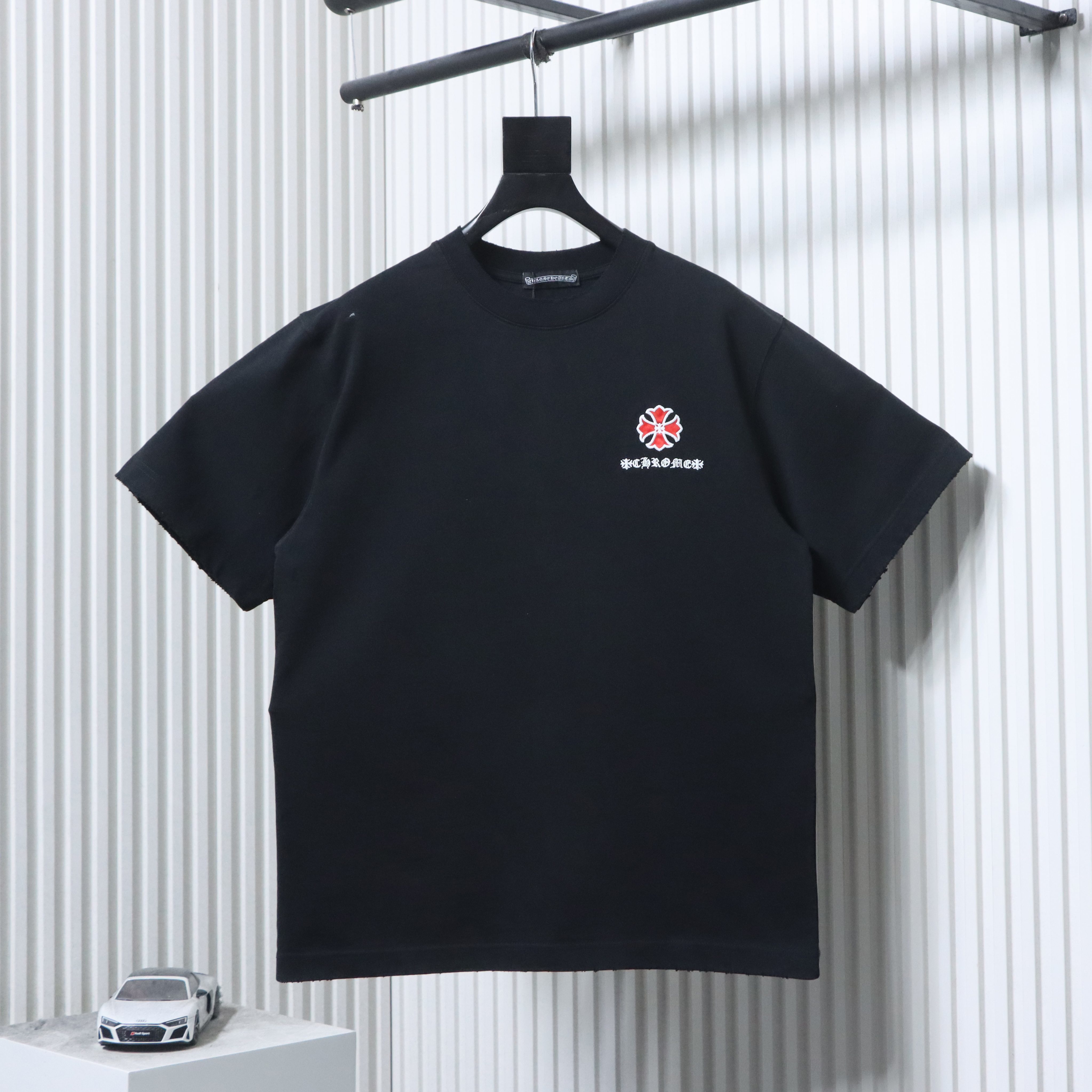 EM Sneakers Chrome Hearts CH 26ss Sanskrit Cross Appliqué Embroidered T-shirt Black