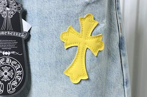 EM Sneakers Chrome Hearts Macaron Colored Cross Jeans Washed Blue