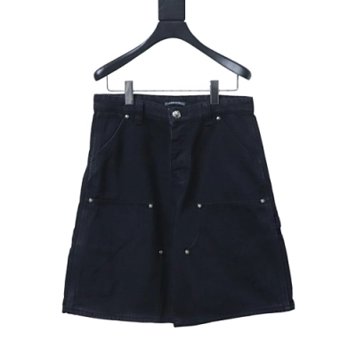 EM Sneakers Chrome Hearts Patchwork Leather and Hardware Short Jeans Black 01