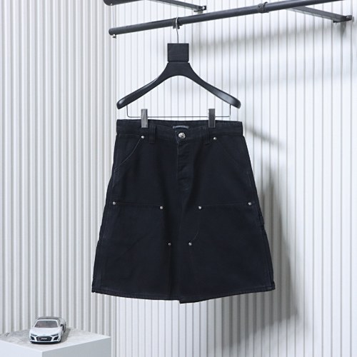 EM Sneakers Chrome Hearts Patchwork Leather and Hardware Short Jeans Black