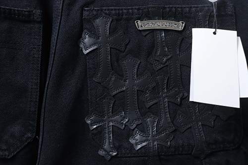 EM Sneakers Chrome Hearts Patchwork Leather and Hardware Short Jeans Black