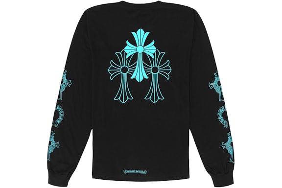 EM Sneakers Chrome Hearts Triple Cross Logo Long Sleeve Shirt Black Blue