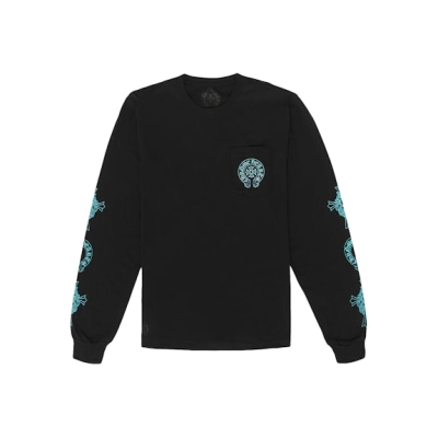 EM Sneakers Chrome Hearts Triple Cross Logo Long Sleeve Shirt Black Blue 01