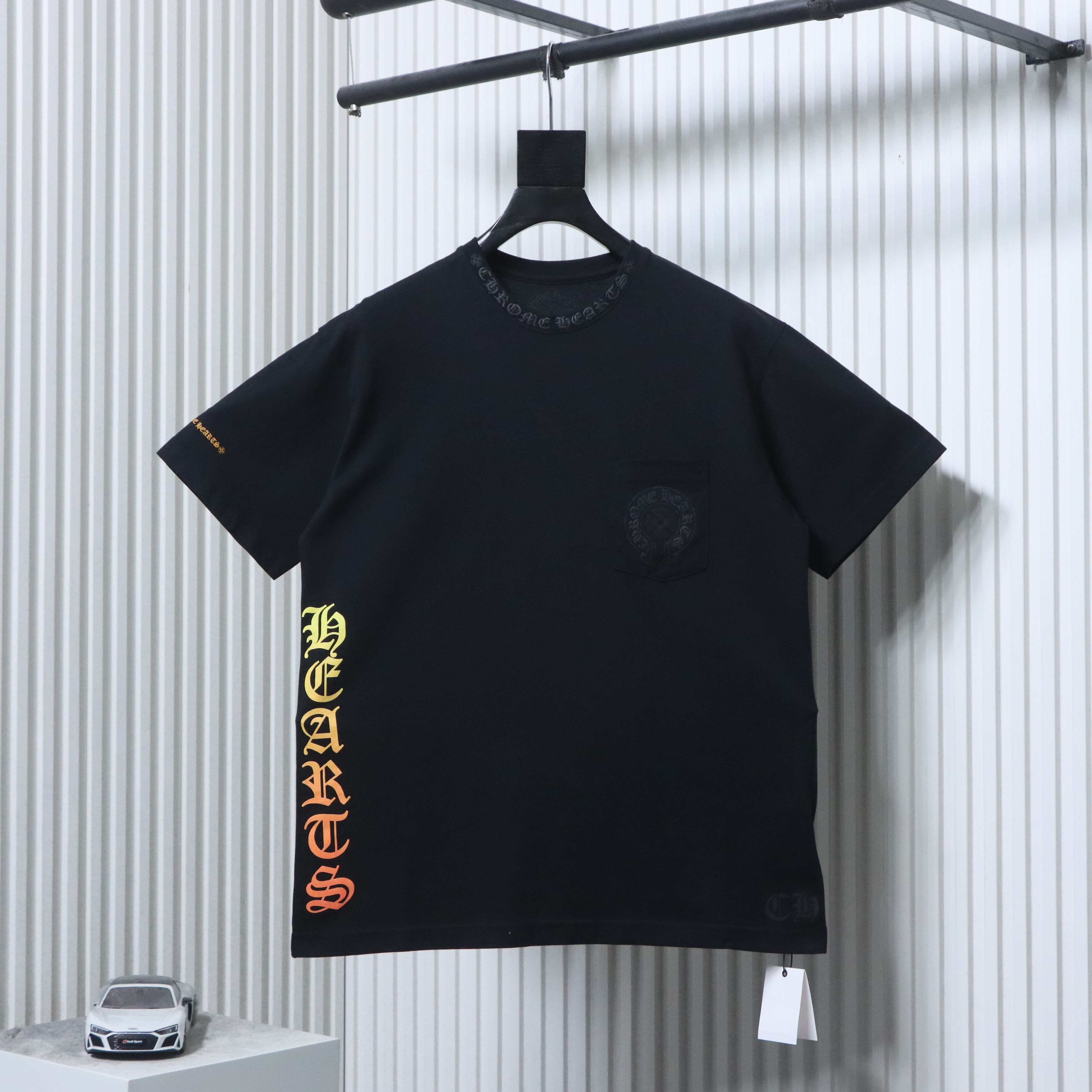 EM Sneakers Chrome Hearts Yellow Sanskrit Print T-shirt Black