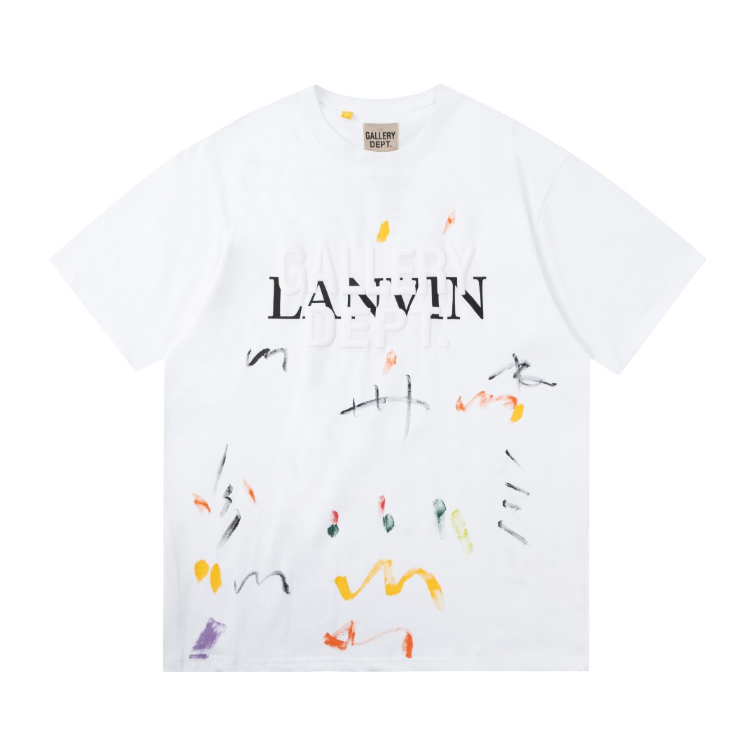 EM Sneakers Lanvin x Gallery Dept. Logos Printed T-Shirt With Paint Marks White