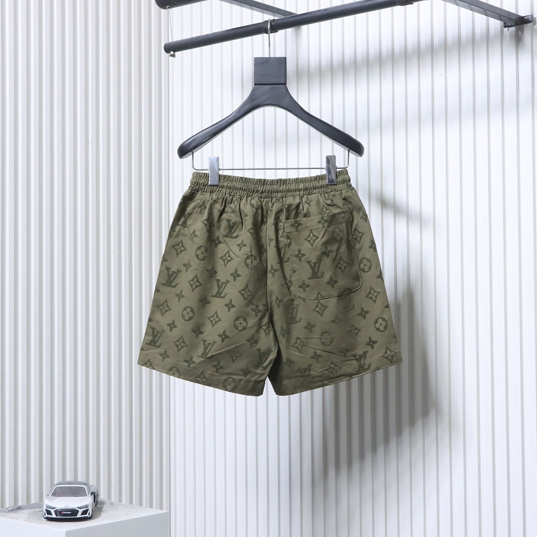 EM Sneakers Louis Vuitton 2024 Summer New Flocked Shorts Green