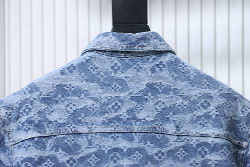 EM Sneakers Louis Vuitton 25SS All-over Monogram Jacquard Denim Short-sleeved Shirt  & Shorts Sets Blue