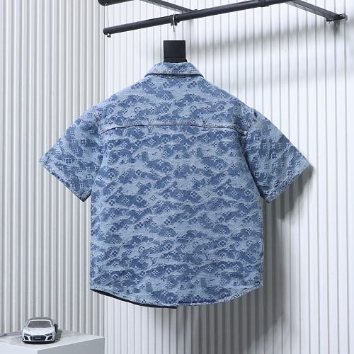 EM Sneakers Louis Vuitton 25SS All-over Monogram Jacquard Denim Short-sleeved Shirt Blue