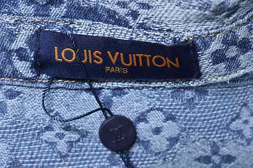 EM Sneakers Louis Vuitton 25SS All-over Monogram Jacquard Denim Short-sleeved Shirt Blue