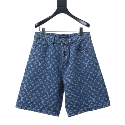 EM Sneakers Louis Vuitton All-over Jacquard Denim Short Jeans Blue 01
