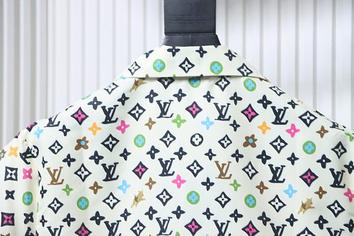 EM Sneakers Louis Vuitton by Tyler, the Creator Monogram Printed Short-Sleeved Silk Shirt Multicolor