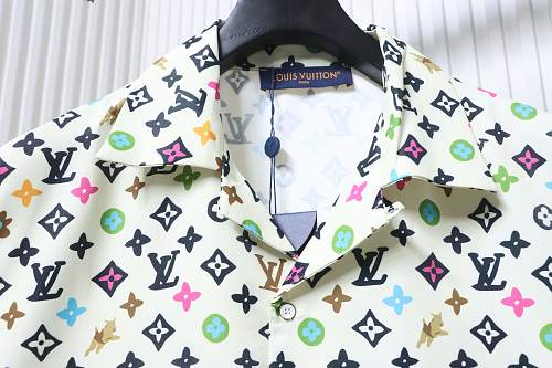 EM Sneakers Louis Vuitton by Tyler, the Creator Monogram Printed Short-Sleeved Silk Shirt Multicolor