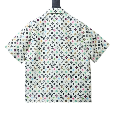 EM Sneakers Louis Vuitton by Tyler, the Creator Monogram Printed Short-Sleeved Silk Shirt Multicolor 02