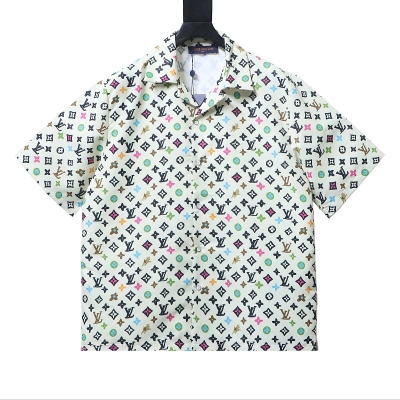 EM Sneakers Louis Vuitton by Tyler, the Creator Monogram Printed Short-Sleeved Silk Shirt Multicolor 01