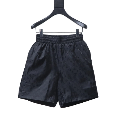 EM Sneakers Louis Vuitton Classic Full Logo Jacquard Silk Elastic Drawstring Shorts Black 02
