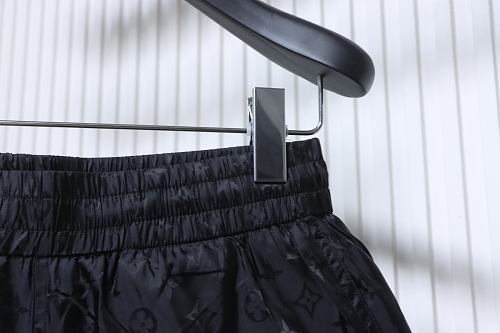 EM Sneakers Louis Vuitton Classic Full Logo Jacquard Silk Elastic Drawstring Shorts Black
