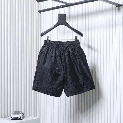 EM Sneakers Louis Vuitton Classic Full Logo Jacquard Silk Elastic Drawstring Shorts Black