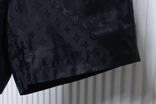 EM Sneakers Louis Vuitton Classic Full Logo Jacquard Silk Elastic Drawstring Shorts Black