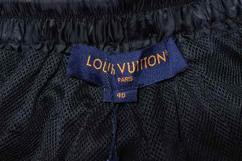 EM Sneakers Louis Vuitton Classic Full Logo Jacquard Silk Elastic Drawstring Shorts Black