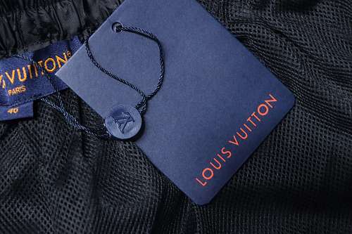 EM Sneakers Louis Vuitton Classic Full Logo Jacquard Silk Elastic Drawstring Shorts Black