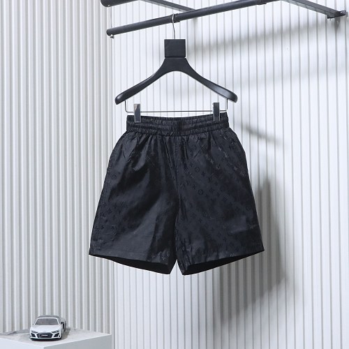 EM Sneakers Louis Vuitton Classic Full Logo Jacquard Silk Elastic Drawstring Shorts Black