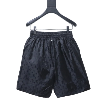 EM Sneakers Louis Vuitton Classic Full Logo Jacquard Silk Elastic Drawstring Shorts Black 01