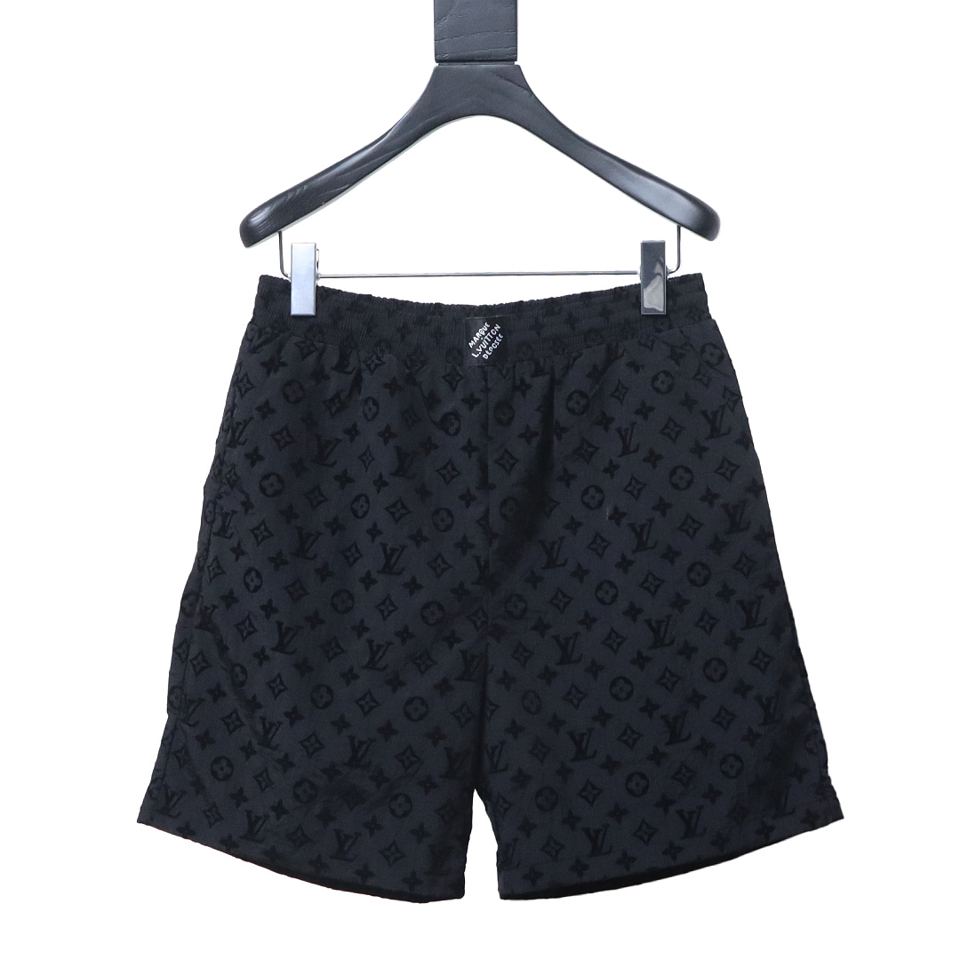 EM Sneakers Louis Vuitton Monogram Moire Jacquard Silk Shirt & Shorts Sets Black