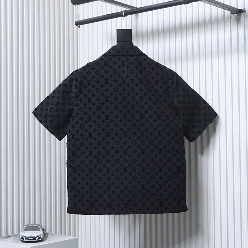 EM Sneakers Louis Vuitton Monogram Moire Jacquard Silk Short Sleeve Shirt Black