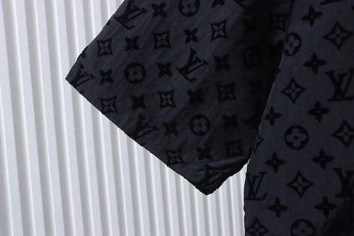 EM Sneakers Louis Vuitton Monogram Moire Jacquard Silk Short Sleeve Shirt Black