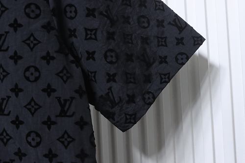EM Sneakers Louis Vuitton Monogram Moire Jacquard Silk Short Sleeve Shirt Black