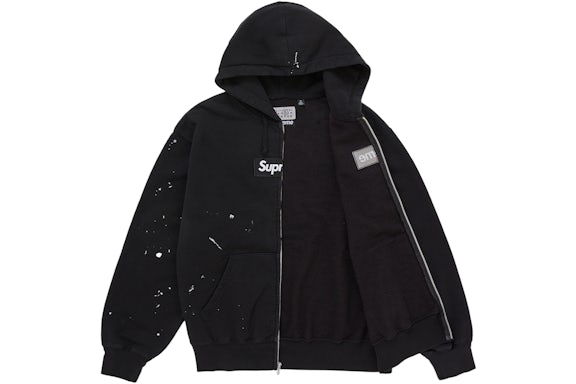EM Sneakers Supreme MM6 Maison Margiela Box Logo Zip Up Hooded Hoodie Black