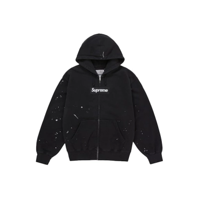 EM Sneakers Supreme MM6 Maison Margiela Box Logo Zip Up Hooded Hoodie Black 01