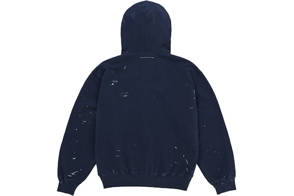 EM Sneakers Supreme MM6 Maison Margiela Box Logo Zip Up Hooded Hoodie Navy