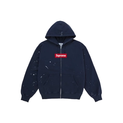 EM Sneakers Supreme MM6 Maison Margiela Box Logo Zip Up Hooded Hoodie Navy 01