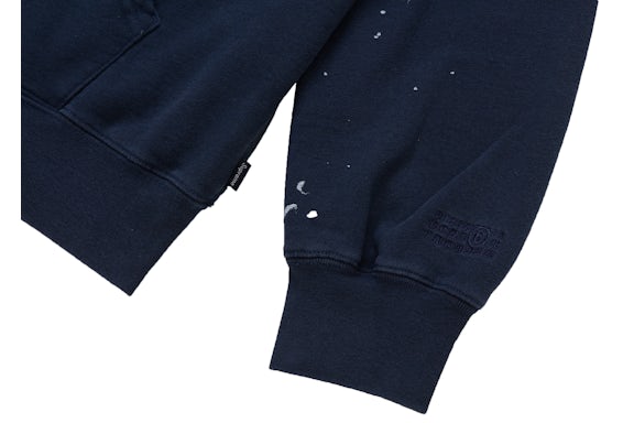 EM Sneakers Supreme MM6 Maison Margiela Box Logo Zip Up Hooded Hoodie Navy
