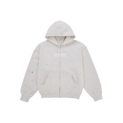 EM Sneakers Supreme MM6 Maison Margiela Box Logo Zip Up Hooded Hoodie White 01