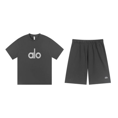 EM Sneakers Alo Yoga T-Shirt & Shorts Sets #NH04 Dark Gray 01