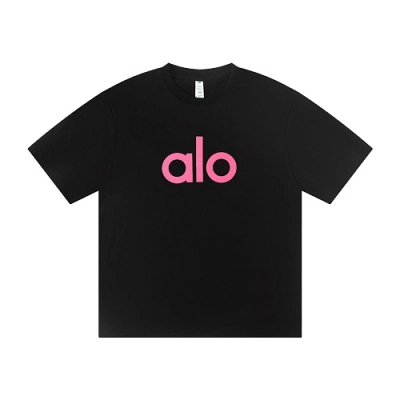 EM Sneakers Alo Yoga T-Shirt & Shorts Sets #NH05 Black-Pink Logo 02