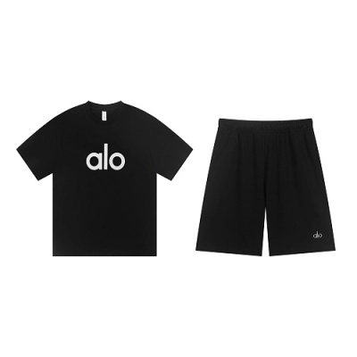 EM Sneakers Alo Yoga T-Shirt & Shorts Sets #NH05 Black-White Logo 01
