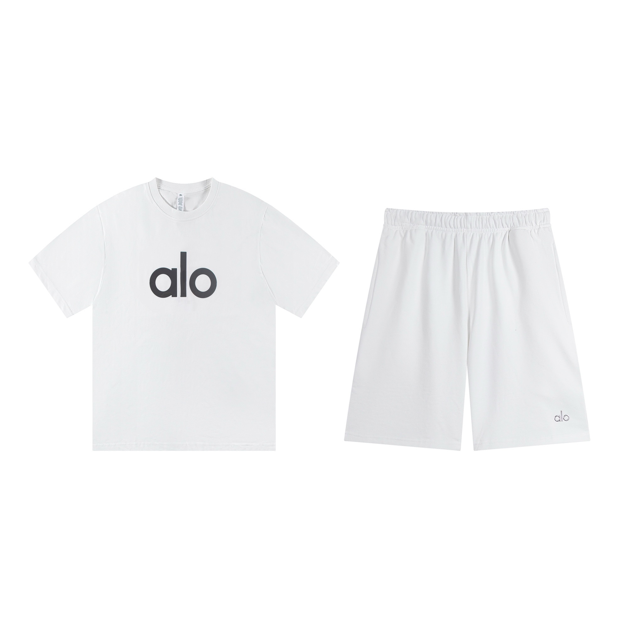 EM Sneakers Alo Yoga T-Shirt & Shorts Sets #NH05 White-Black Logo
