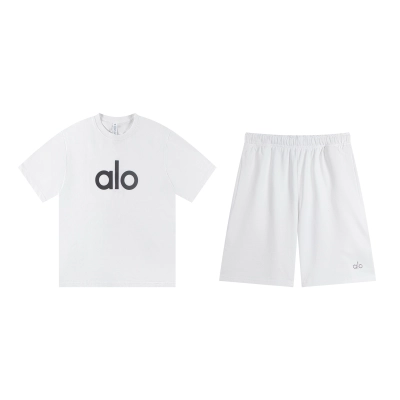 EM Sneakers Alo Yoga T-Shirt & Shorts Sets #NH05 White-Black Logo 01