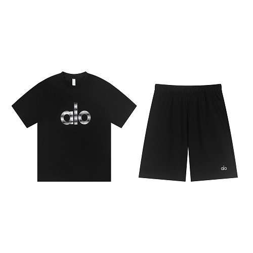 EM Sneakers Alo Yoga T-Shirt & Shorts Sets #NH06 Black