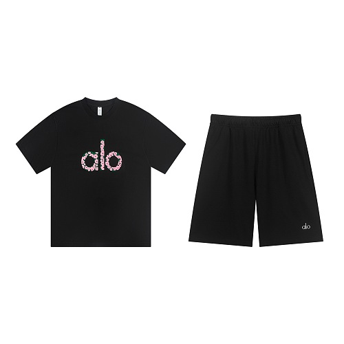 EM Sneakers Alo Yoga T-Shirt & Shorts Sets #NH07 Black