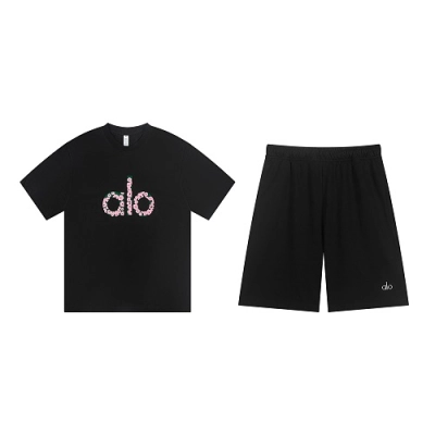 EM Sneakers Alo Yoga T-Shirt & Shorts Sets #NH07 Black 01
