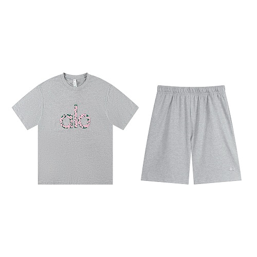 EM Sneakers Alo Yoga T-Shirt & Shorts Sets #NH07 Gray