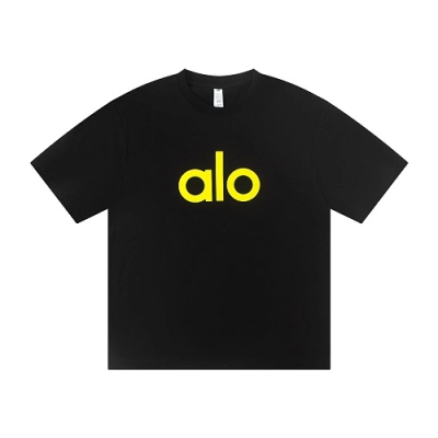 EM Sneakers ALO Yoga T-Shirt #NH05 Black-Yellow Logo 01