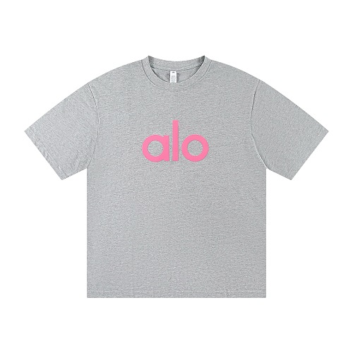 EM Sneakers ALO Yoga T-Shirt #NH05 Gray-Pink Logo