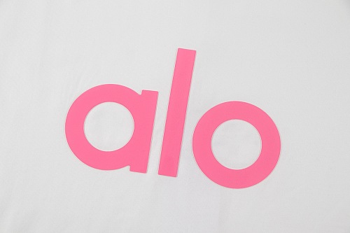 EM Sneakers ALO Yoga T-Shirt #NH05 White-Pink Logo