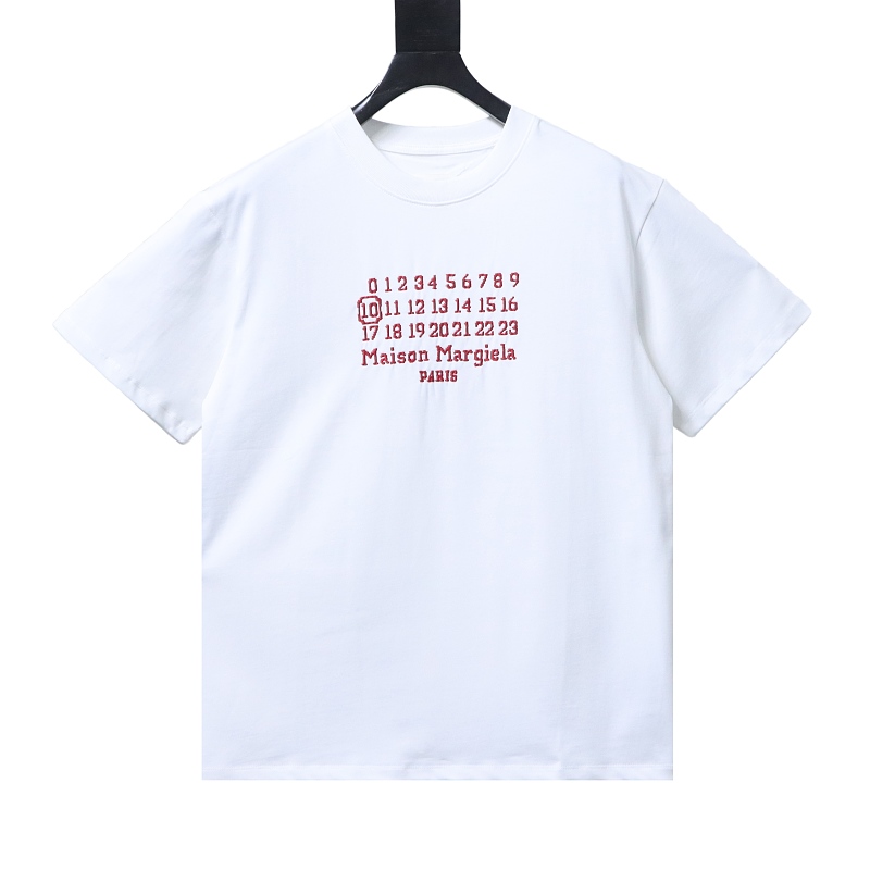 EM Sneakers Maison Margiela Digital Calendar Embroidered T-shirt White