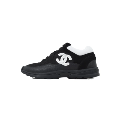 EM Sneakers Chanel Low Top Trainer Black White 01